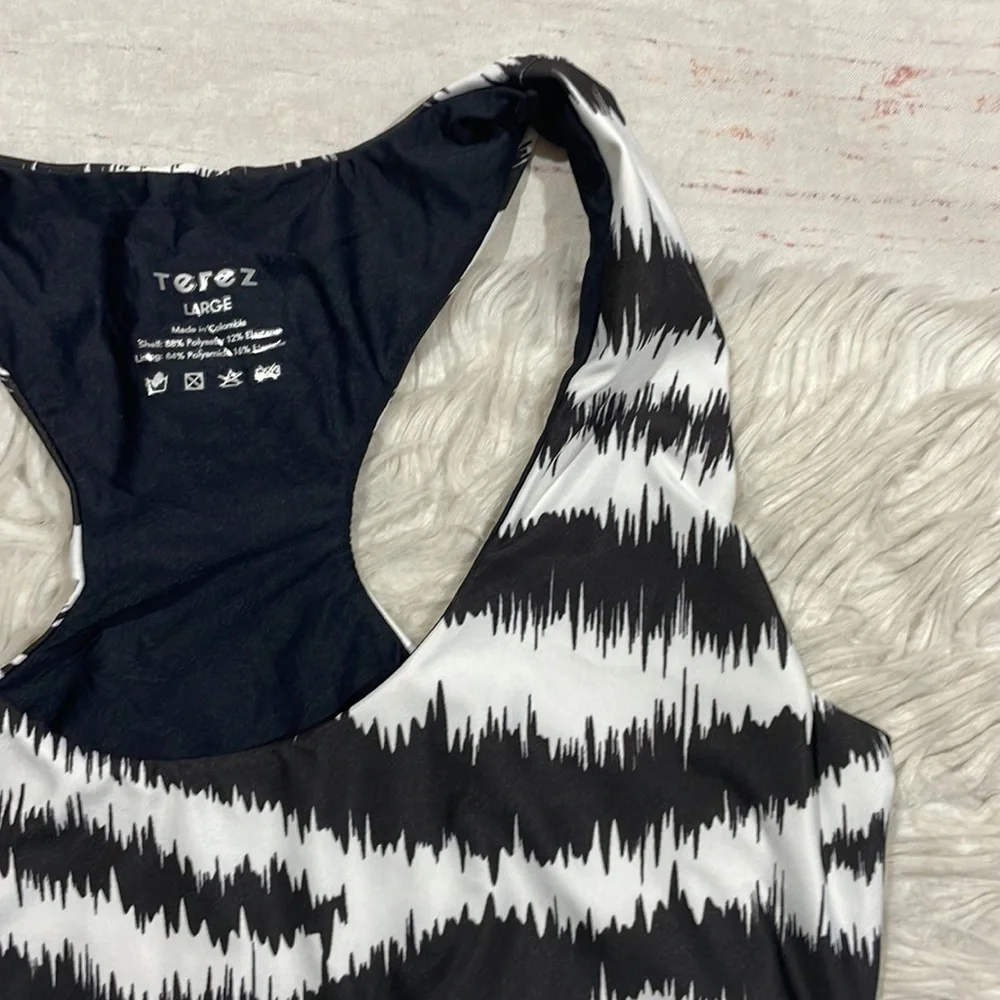 NWT Terez Black White Zebra Patterned Swim Bikini Top